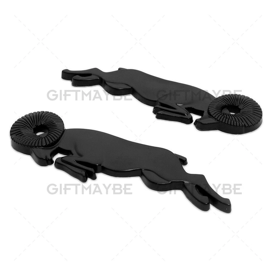 2pcs Black 3D Leaping Ram Body Fender Badge Emblem Nameplates for Ram Dodge - Imagem 3 de 4