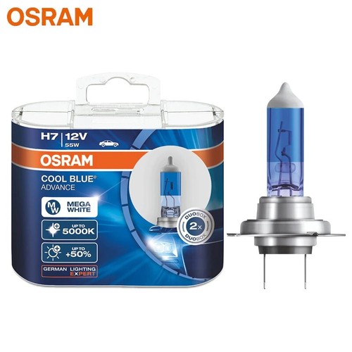 2 x OSRAM Cool Blue Advance H7 12V 55W 5000K Halogen Cool Blue White ...
