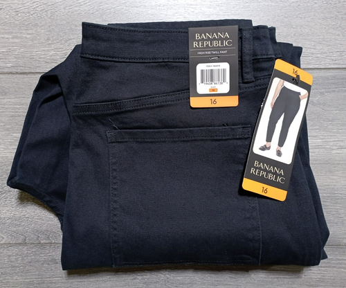 Banana Republic High Rise Twill Pant Womens Size 16 Black Ankle Office