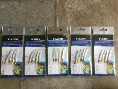 4 HAKEN 2/0 MAKRELENFEDER TAGESLICHT RIG MEER STRAND BOOT ANGELRIGS