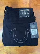 NWT True Religion Men's Geno Black Relaxed Slim Jeans 33 W 32 L MSRP $149