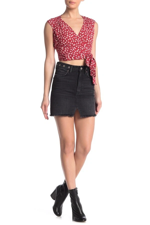 NEW ALLSAINTS Lila Eyelet Grommet Waist Denim Mini Skirt
