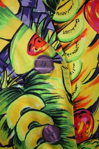 Laurel By Escada Vintage 80's Short Sleeve Jacket Size 38 AU 12 Fruit Print - Foto 9 di 14
