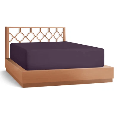 EMPYREAN BEDDING 21” Extra Deep Pocket Ultra Soft Fitted Sheet with Corner Straps,King - Eggplant