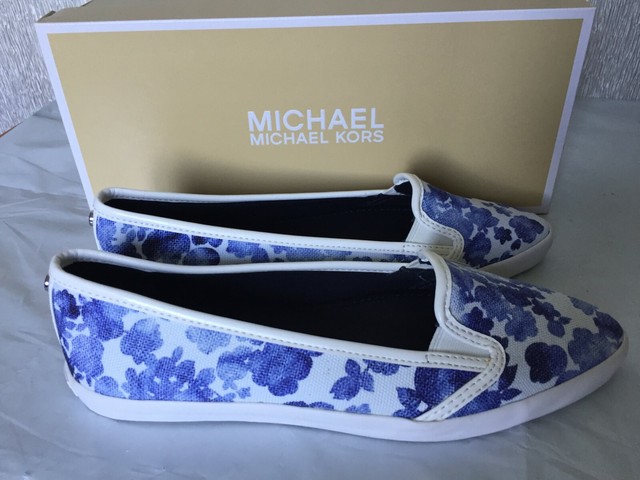 blue and white michael kors shoes