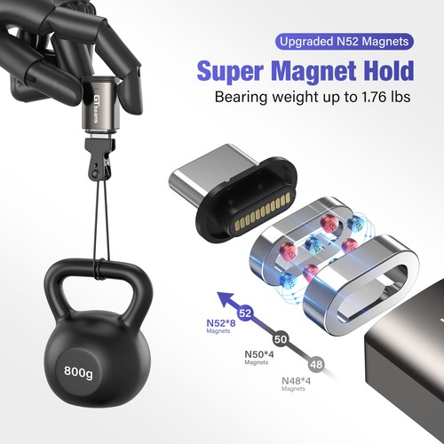 100W Magnetic Fast Charging Type C to USB C Adapter Connector Support PD Charger - Picture 6 of 11