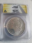 1890-P MORGAN SILVER DOLLAR GRADED AU50 Cleaned ANACS $1 AU-50 #1009