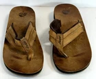 Reef Marbea Sl Mens 9 Sandals Brown Leather Comfort Slip On Summer Flip Flop