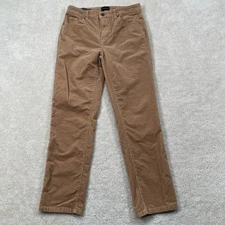 TALBOTS Corduroy Straight Leg Pants Womens 4 Brown Tan High Waist Cotton Stretch