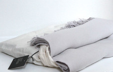 Restoration Hardware Italian Siena Wool Silk Cashmere Throw Blanket Mist 96 X 71