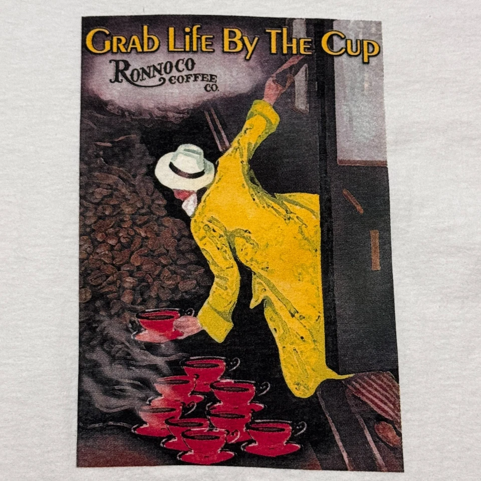 Camiseta Gráfica Arte Café Vintage Años 90 Fruit of the Loom XL Estampado Jazz Ronnoco Foto 2 de 4