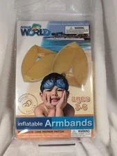 Floaties Inflatable Swim Arm Bands Aqua World Swimming Armbands (Ages 3-6 Yellow