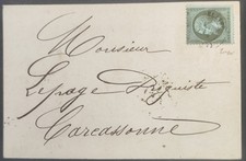 lettre france avant 1900 N 19 Sur Carte Imprimée Superbe/Rare Cote Maury 1350€