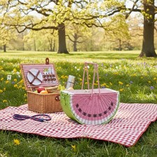 Watermelon Outdoor Hamper Printed Detailing Faux Rattan Outdoor Hamper