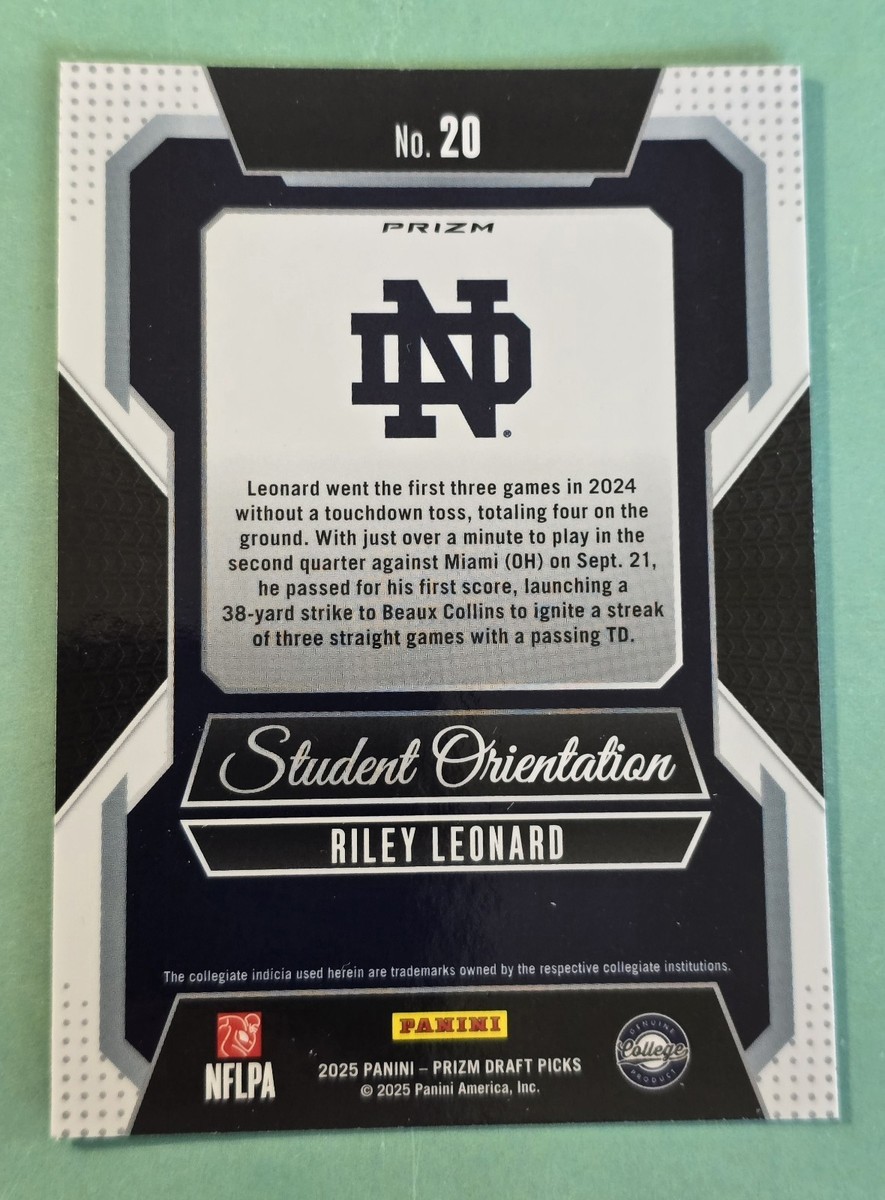 2025 Panini Prizm DP RILEY LEONARD Rookie Student Orientation