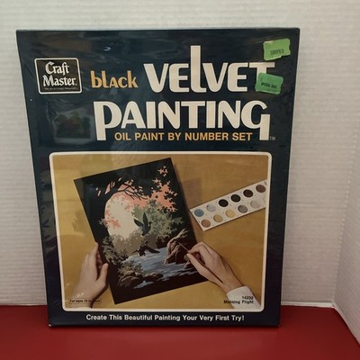 New Vintage Craft Master Black Velvet Oil Paint By Number Set ~ Morning Flight
