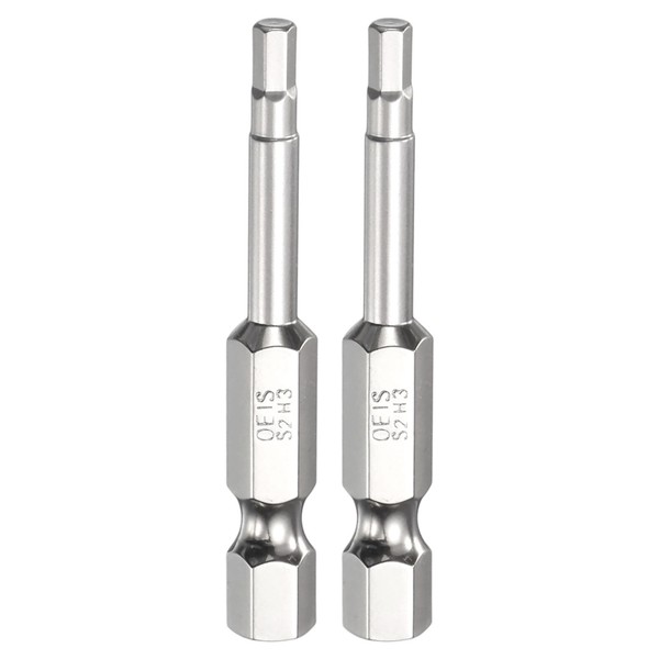 "2 StüCk H3.0 Sechskant-Schraubendreher 3.0Mm 1/4\" Schaft 50Mm Magnet Chrom"-image