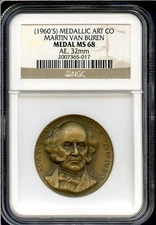 1967 NGC MS68 President Van Buren 1 1/4" Medallic Art Company Bronze Medal MACO