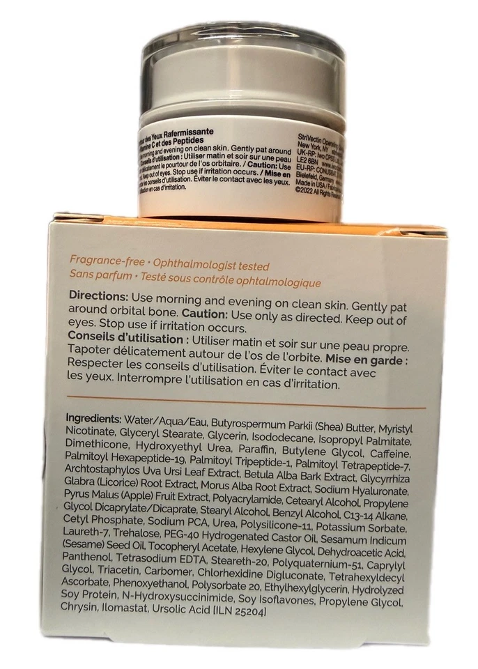StriVectin-C Firming Eye Cream w/ Vitamin C & Peptides 0.5 oz / 15 ml New in Box - Image 2 of 3