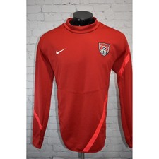 Nike US Soccer Pullover Men XL Red USMNT Dri-FIT Training Mock Neck Long Sleeve