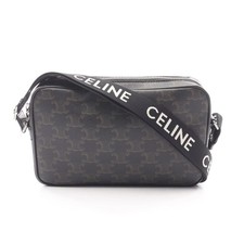 CELINE Triomphe Medium Messenger Bag Shoulder Bag PVC Leather Dark Brown #RC2977