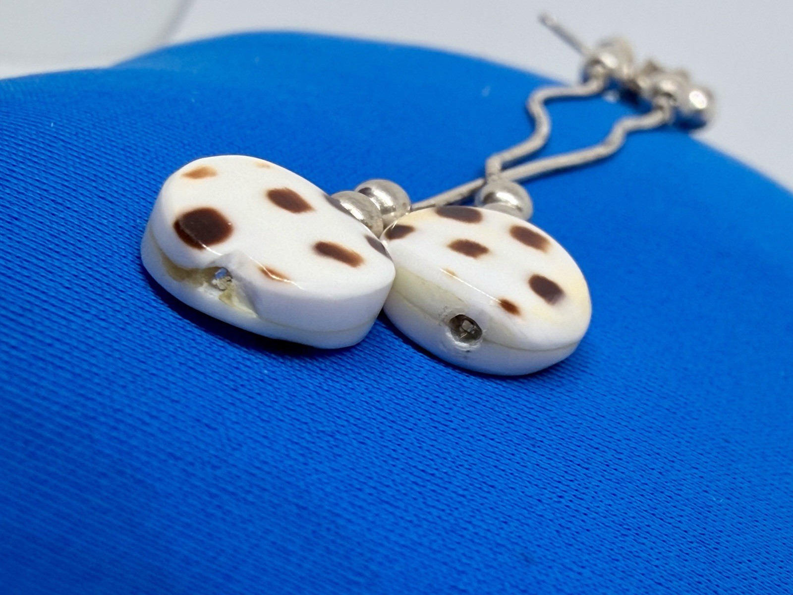 Unique Sterling Silver And Shell Dangling Stud Ea… - image 6