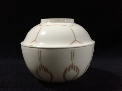 K1850 Vintage Japanische Deckelschale Goshi Keramik Weiß Porzellan Teekunst
