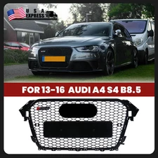 STYLE HEX GRILLE GRILL FOR 13-16 AUDI A4 S4 B8.5 HONEYCOMB SPORT MESH RS4 BLACK