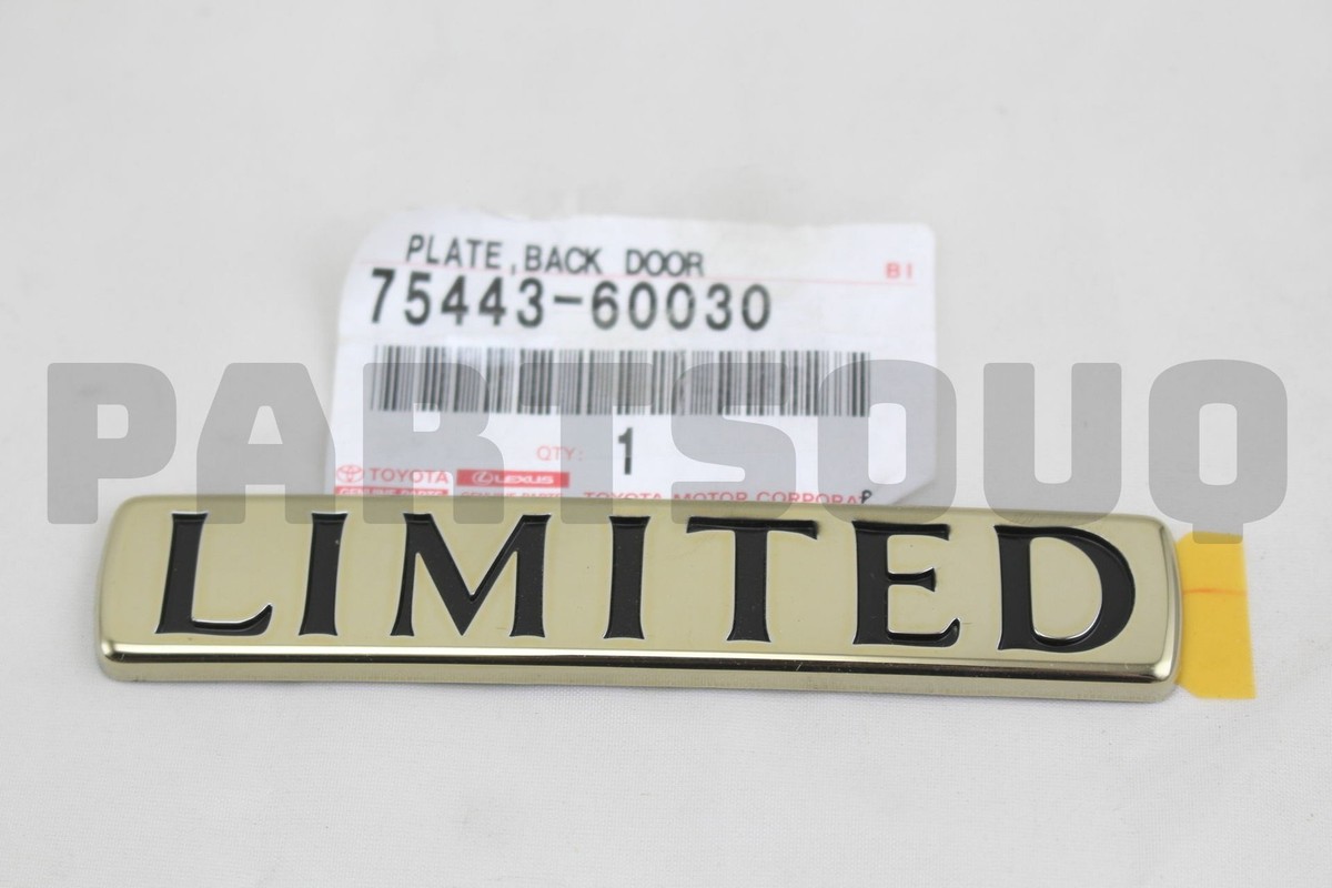 7544360030 Genuine Toyota PLATE, BACK DOOR NAME, NO.1 75443-60030