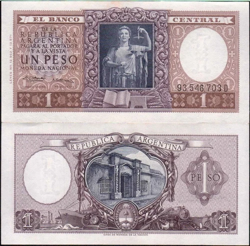Argentina 1 Peso 1951-52 UNC banknote Qty: 100 notes bundle Pick 262