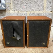 VTG Pair of Wharfedale Denton HiFi Bookshelf Speakers Brown Wired Wooden Cabinet