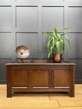 Vintage Oak Trunk Chest Coffer Blanket Box Coffee Table Storage