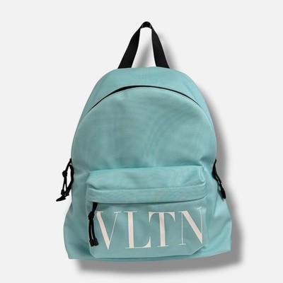 Valentino Garavani Men's Blue Vltn Logo Nylon Shoulder Bookbag Backpack Bag