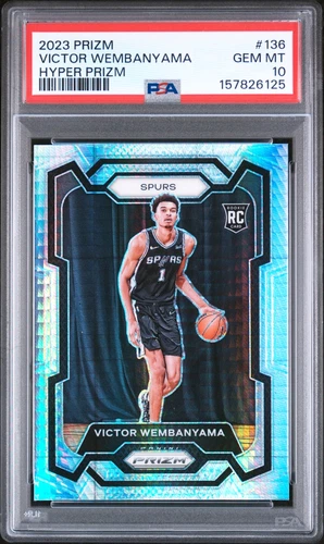 VICTOR WEMBANYAMA 2023 PRIZM HYPER RC #136 PSA 10 GEM MINT! SPURS! SN#157826125