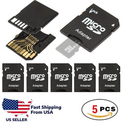 5PCS Micro SD Adapter TransFlash TF To SD SDHC Memory Card Adapter Converter NEW
