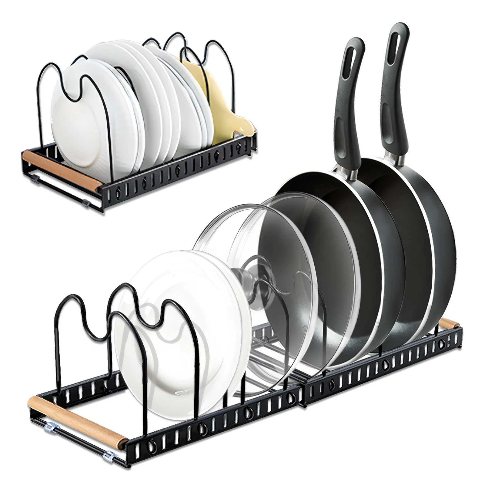 Pan and Pot Organizer,Storage Rack for Pots and Pans Supports Adjustment of 1...