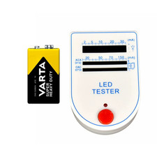 Mini LED Tester 2&ndash;150mA mit 9V Batterie &ndash; LED Pr&uuml;fbox f&uuml;r standard LEDs