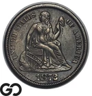1872-S Seated Liberty Dime, Rare Low Mintage Key Date, Choice AU, Bids: 725-1250
