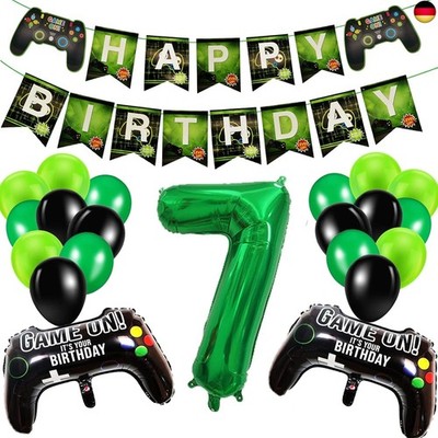 Geburtstagsdeko Jungen 7 Jahre, Gamer Deko Geburtstag, Happy Birthday Girlande
