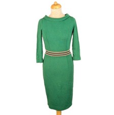 Boden Size 6R Green Striped Pencil Work Dress 3/4 Sleeves