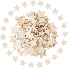 100 PCS Small Wooden Stars for Crafts, 4 Sizes Wood Stars Ornaments, Unfinished