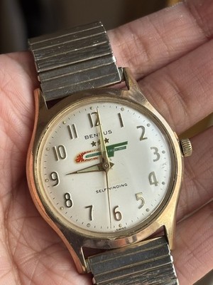 benrus 3 Star self winding Watch Series 7035 20 Micron Gold plate Case
