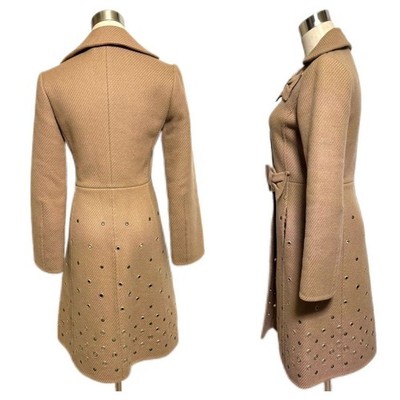 PRADA archive コート　ウール PRADA Archive FW 2007 Runway Bow Grommet Wool Coat Tan Brown Size