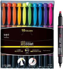 Tombow Kay Coat Double-Sided Fluorescent 1 Count Pack of 10 , Assorted