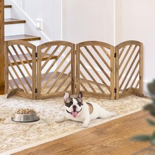 Acacia Wood Dog Gate Indoor, Freestanding Foldable Pet Gate, Adjustable Width...