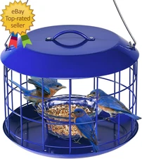 Bluebird Feeders for Outdoors Hanging All Metal Cage Mealworm Bird Feeder