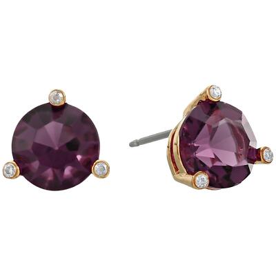 NWT Kate Spade Rise And Shine Small Round Stud Earrings Amethyst Purple 