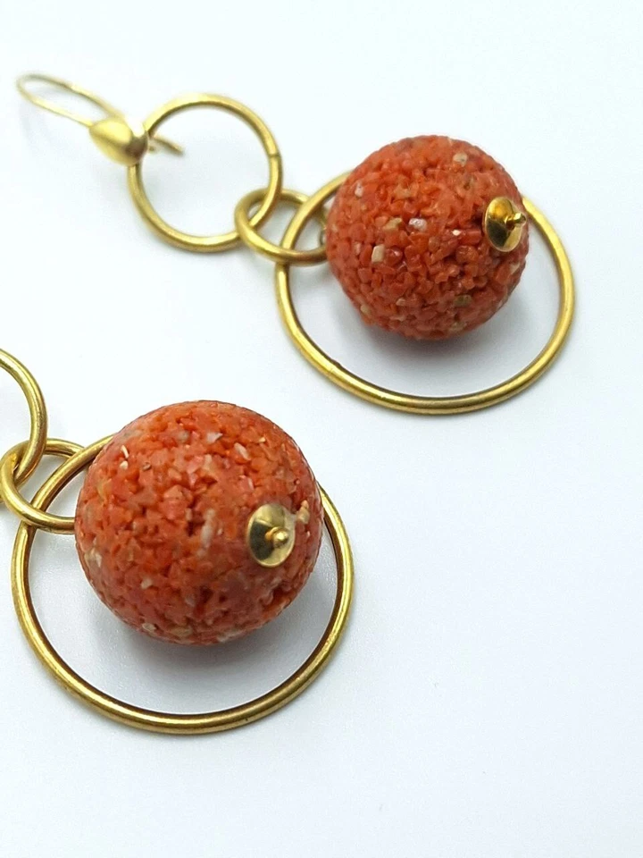 Orecchini pendenti con Vero corallo rosso Di Sardegna In Argento 925 - Immagine 2 di 4