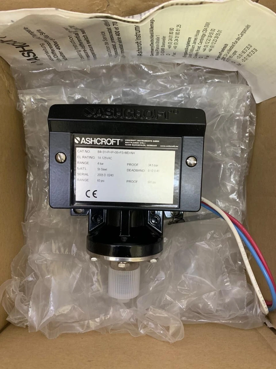 ASHCROFT B420S XFS Pressure Switch, 15 A, 125/250 V Ac, 15, 60 OFF