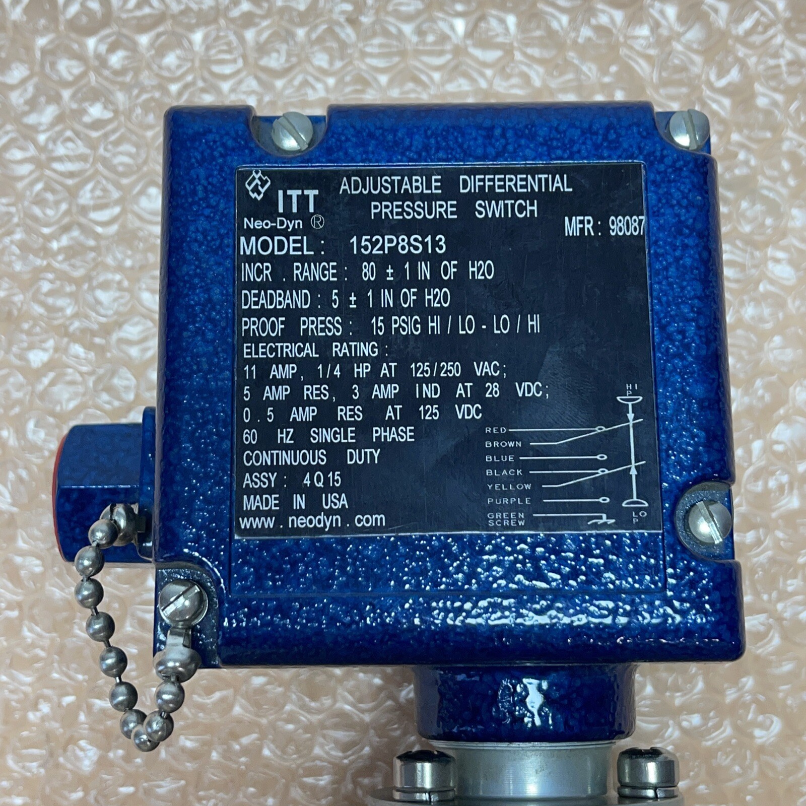 BRAND NEW ITT NeoDyn Adjustable Differential Pressure Switch 152P8S13 🇺🇸 eBay